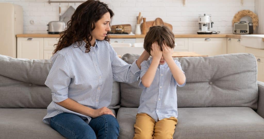 What to do after a meltdown Mom comforting her son https://www.autismparentingmagazine.com/what-does-autism-meltdown-look-like/